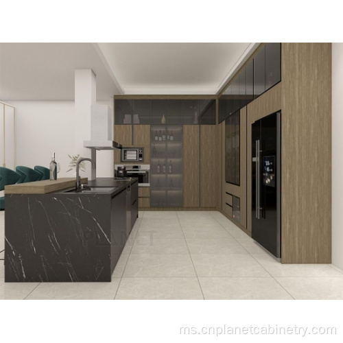 American Kitchen Island Marble Kabinet Dapur Disesuaikan